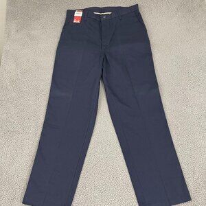 LEE Performance Khakis Men 36x32 Navy Flat Front Wrinkle Free  NEW/DEFECT